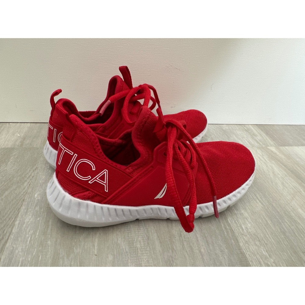 Nautica Red Knit Lace Up Sneakers Kids Youth Athletic Shoes